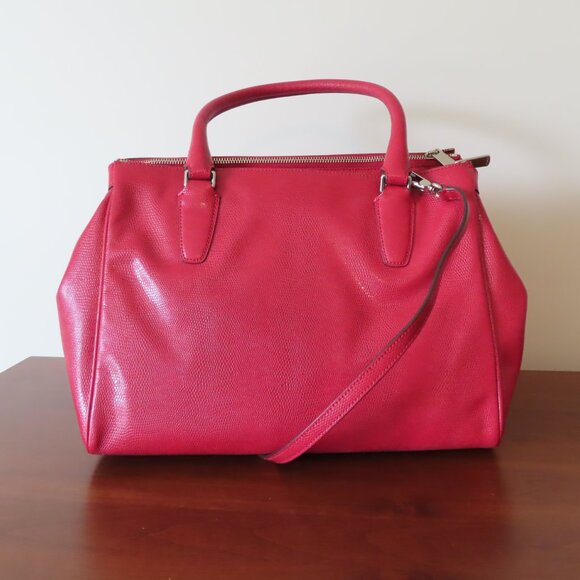 COACH Pinnacle Harper grenadine red embossed lizard tote bag satchel EUC 23572 - Picture 3 of 16